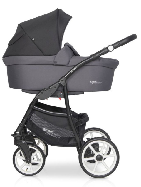 RIKO BASIC SPORT 3w1 Wózek głęboko-spacerowy z fotelikiem 0-13 kg- CARBON