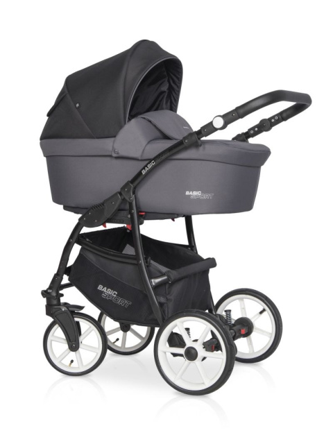 RIKO BASIC SPORT 3w1 Wózek głęboko-spacerowy z fotelikiem 0-13 kg- CARBON