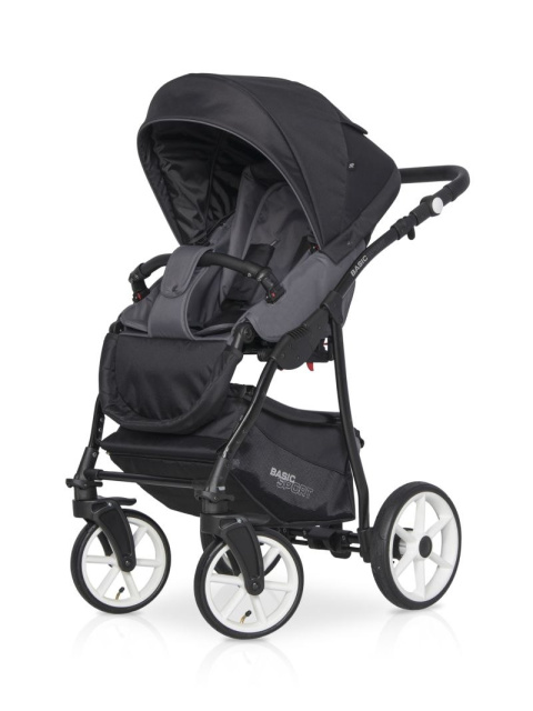 RIKO BASIC SPORT 3w1 Wózek głęboko-spacerowy z fotelikiem 0-13 kg- CARBON
