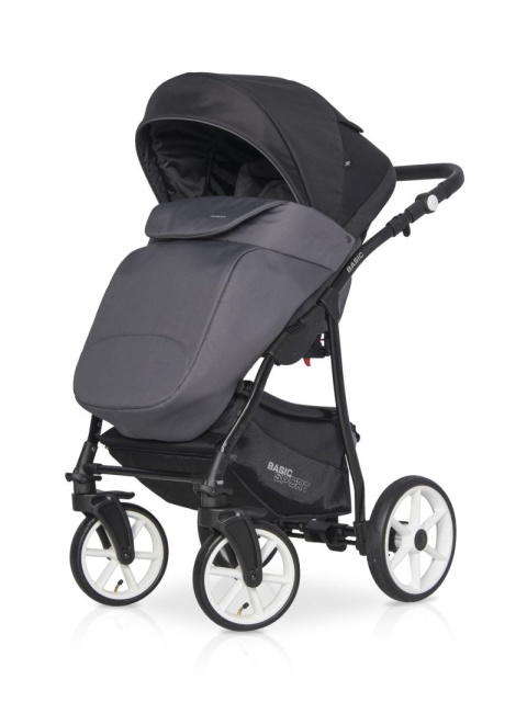 RIKO BASIC SPORT 3w1 Wózek głęboko-spacerowy z fotelikiem 0-13 kg- CARBON