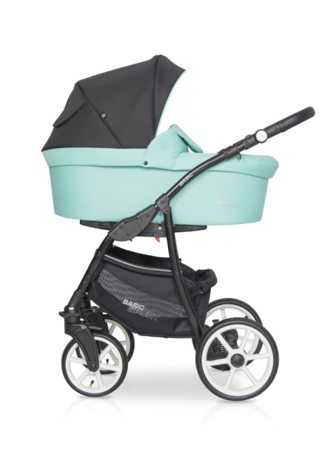 RIKO BASIC SPORT 3w1 Wózek głęboko-spacerowy z fotelikiem 0-13 kg - CERAMIC GREEN