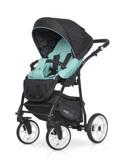 RIKO BASIC SPORT 3w1 Wózek głęboko-spacerowy z fotelikiem 0-13 kg - CERAMIC GREEN