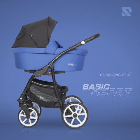 RIKO BASIC SPORT 3w1 Wózek głęboko-spacerowy z fotelikiem 0-13 kg - RACING BLUE