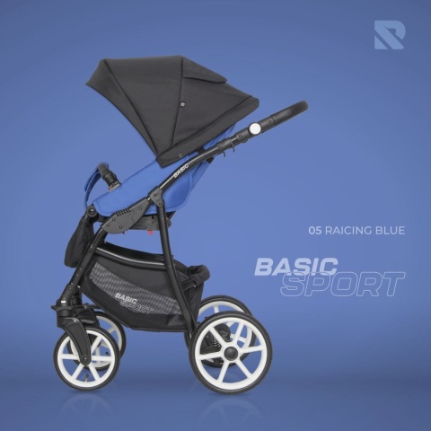 RIKO BASIC SPORT 3w1 Wózek głęboko-spacerowy z fotelikiem 0-13 kg - RACING BLUE