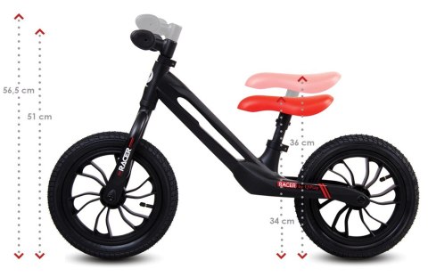 Rowerek biegowy RACER czarny z czerownym siedzeniem