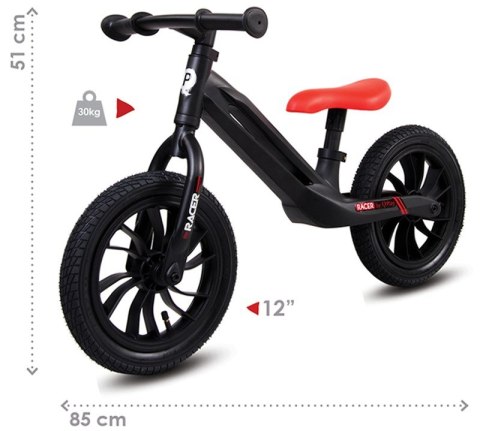 Rowerek biegowy RACER czarny z czerownym siedzeniem