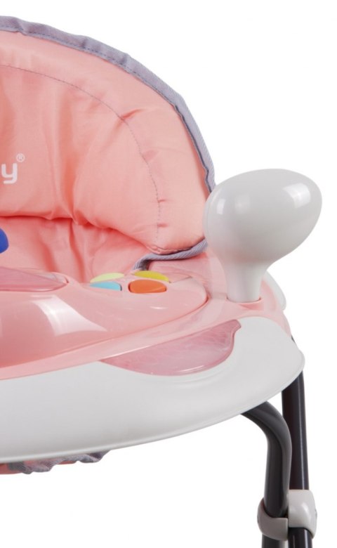 Chodzik dla dziecka ze stoperami i kierownicą - różowo szary