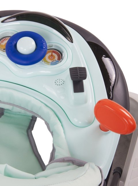 Chodzik dla dziecka ze stoperami i kierownicą - turkusowo szary