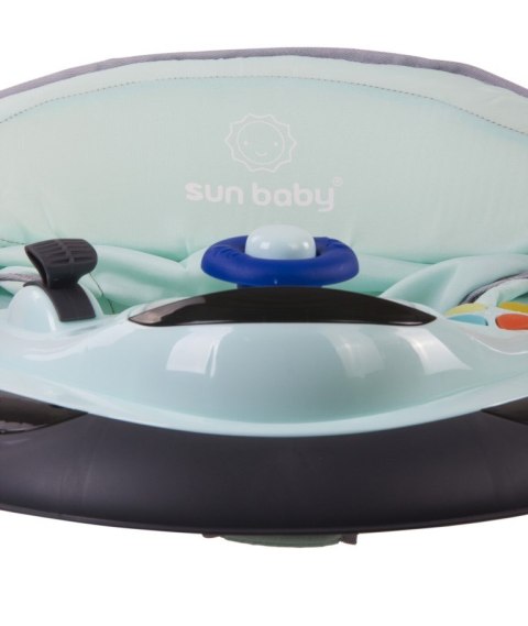 Chodzik dla dziecka ze stoperami i kierownicą - turkusowo szary