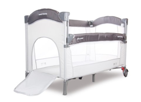 Łóżeczko turystyczne - dostawka do łóżka - szare