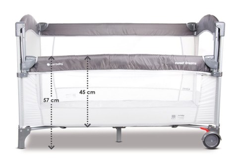 Łóżeczko turystyczne - dostawka do łóżka - szare