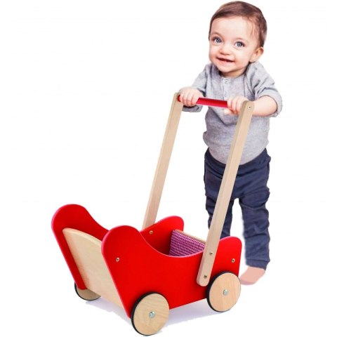 Drewniany wózek dla lalek Pchacz Ciche Koła Viga