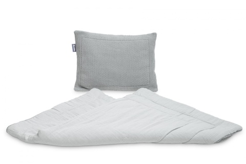 SENSILLO KOMPLET DO ŁÓŻECZKA DZIERGANY Z MUŚLINĄ - SZARY