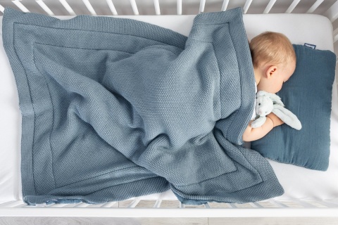 SENSILLO KOMPLET DO ŁÓŻECZKA DZIERGANY Z MUŚLINĄ - SZARY