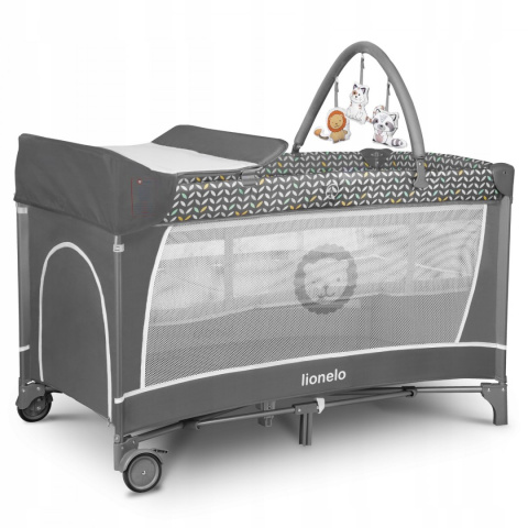 FLOWER Lionelo Łóżeczko turystyczne z akcesoriami - GREY SCANDI