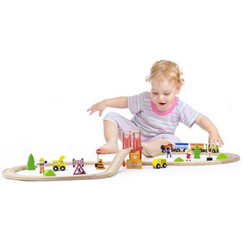 Drewniana Ogromna Stacja kolejowa 39 elementów Pociąg Kolejka Viga Toys