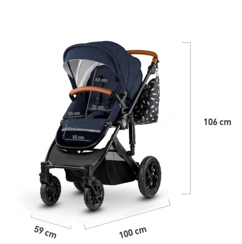 Kinderkraft Wózek Głęboko Spacerowy PRIME 2w1 DEEP NAVY do 22 kg + Mommy Bag