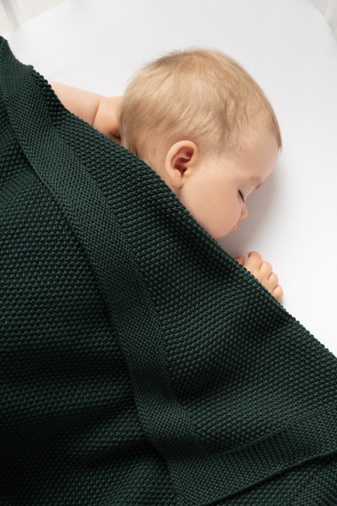 Kocyk Sensillo dziergany bawełna 100 x 80 - MUSZTARDOWY