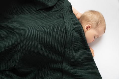 Kocyk Sensillo dziergany bawełna 100 x 80 - Szary