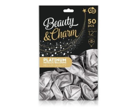Balony Beauty&Charm platynowe srebrne 12"/50szt