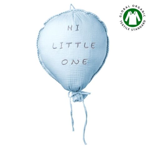 Hi Little One - Poduszka dekoracyjna z organicznego oddychającego BIO muślinu GOTS BALOON BABY BLUE