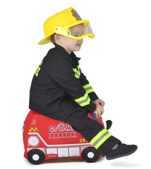 TRUNKI Funkcjonalna Zabawna Jeżdżąca Walizeczka Wóz Strażacki Frank