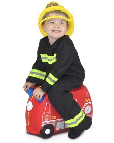 TRUNKI Funkcjonalna Zabawna Jeżdżąca Walizeczka Wóz Strażacki Frank