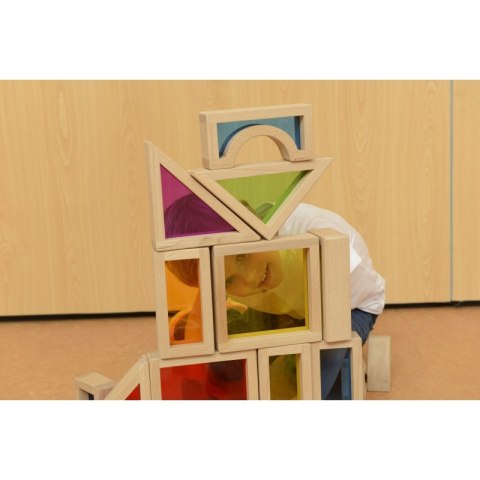 Tęczowe Klocki Zestaw 30 Elementów Kolorowe Szkło Masterkidz Montessori