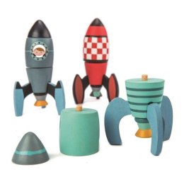 Drewniane rakiety kosmiczne, zabawka konstrukcyjna, Tender Leaf Toys