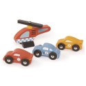 Drewniany garaż z samochodami i helikopterem, Tender Leaf Toys