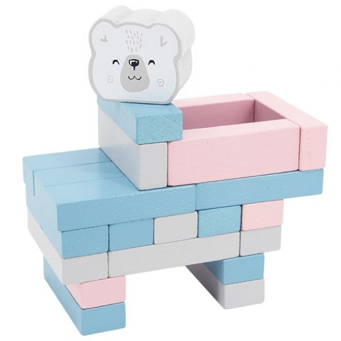 VIGA PolarB Drewniana Gra Wieża Układanka Pastelowa