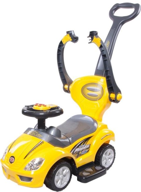 Jeździk pchacz chodzik dla dziecka Mega car z popychaczem 24m+ żółty