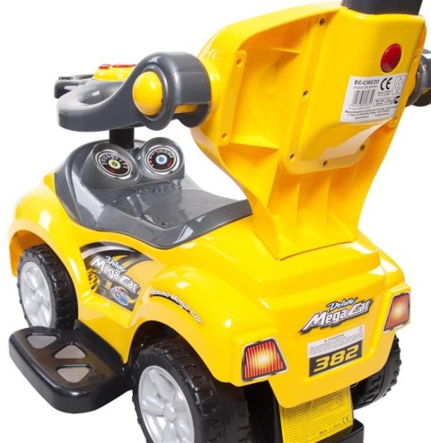 Jeździk pchacz chodzik dla dziecka Mega car z popychaczem 24m+ żółty