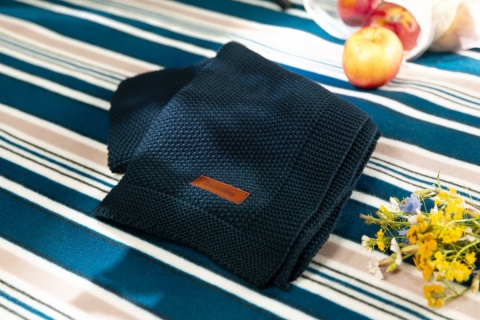 Kocyk Sensillo dziergany bawełna 100 x 80 - Szary