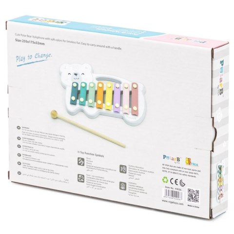 VIGA Drewniane Cymbałki Miś Polarny Ksylofon Montessori