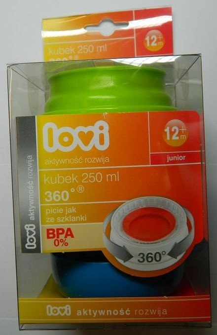 360 KUBEK LOVI Z UCHWYTAMI 250ML JUNIOR 1/555 niebieski