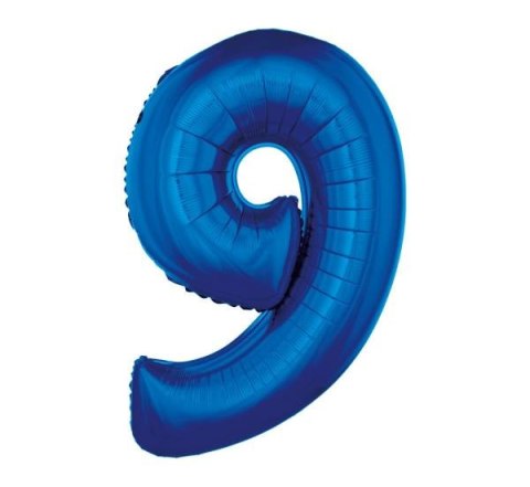 Balon foliowy "Cyfra 9", niebieska, 92 cm