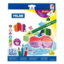 Kredki 12 kolorów trójkątne MAXI 0722612 MILAN p12