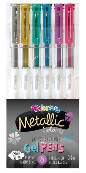 Długopisy żelowe 6 kolorów metalic Coloroino p20