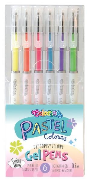 Długopisy żelowe 6 kolorów pastel Colorino p20