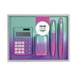 Zestaw upominkowy z kalkulatorem Sunset zielono-fioletowy 6350SN MILAN