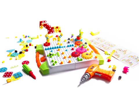 Wkrętarka wiertarka śrubki klocki konstrukcyjne zestaw majsterkowicza walizka 181 elementów