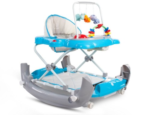 Chodzik kołyska kotek z pałąkami - niebiesko szary