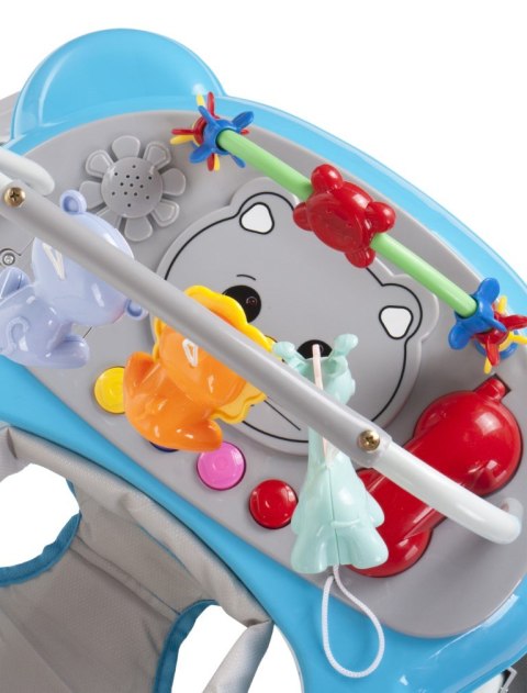 Chodzik kołyska kotek z pałąkami - niebiesko szary