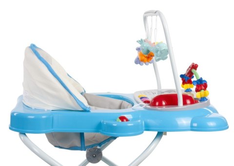 Chodzik kołyska kotek z pałąkami - niebiesko szary