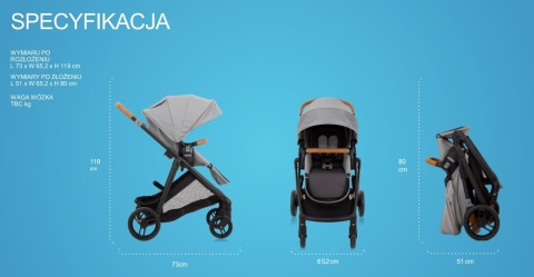 NEAR2ME GRACO Wózek wielofunkcyjny z regulacją wysokości - wersja spacerowa - STEEPLE GREY