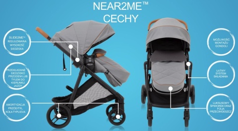 NEAR2ME GRACO Wózek wielofunkcyjny z regulacją wysokości - wersja spacerowa - STEEPLE GREY