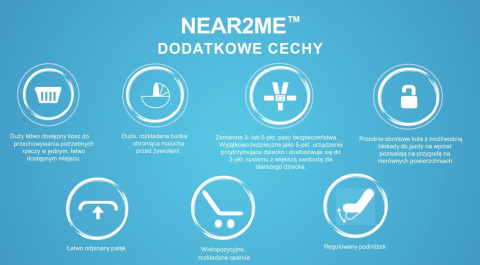 NEAR2ME GRACO Wózek wielofunkcyjny z regulacją wysokości - wersja spacerowa - STEEPLE GREY