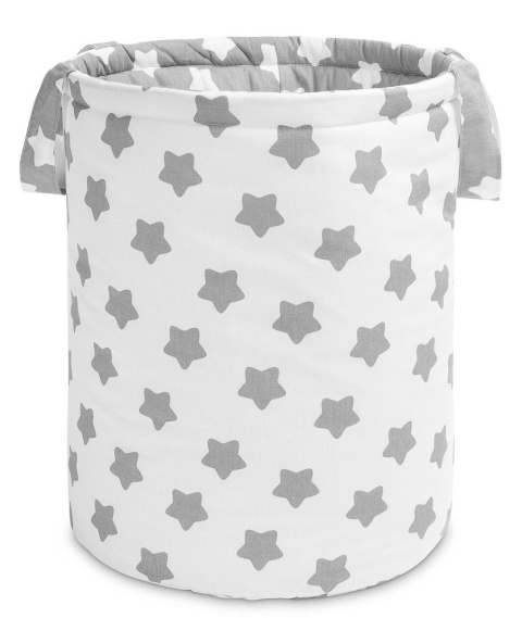 Bawełniany kosz na zabawki Sensillo - GWIAZDKI SZARE