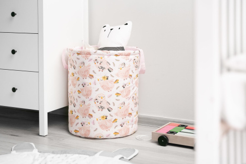 Bawełniany kosz na zabawki Sensillo - PTAKI KORALOWE